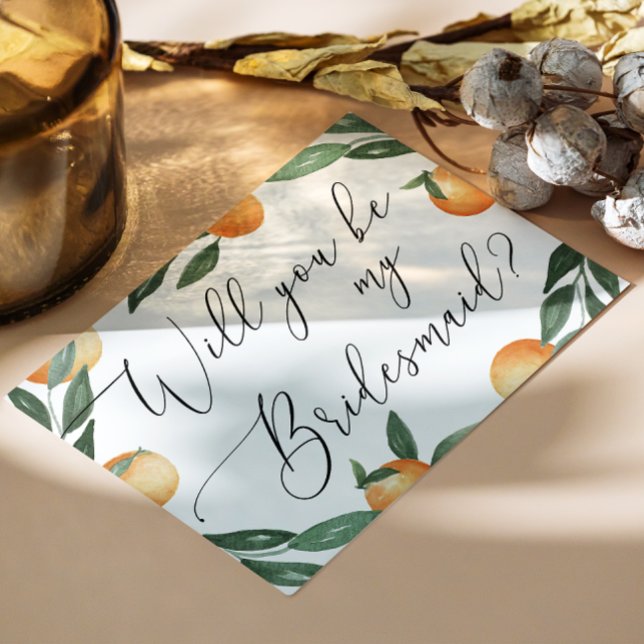 Will You Be My Bridesmaid | Orange Citrus Proposal Invitation Postcard (Creator Uploaded)