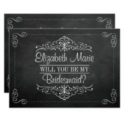 Will You Be My Bridesmaid? Ornate Chalkboard Cards