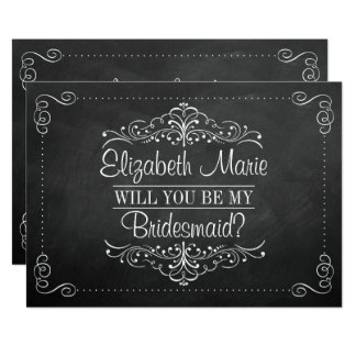 Will You Be My Bridesmaid? Ornate Chalkboard Cards