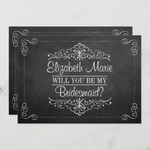 Will You Be My Bridesmaid? Ornate Chalkboard Cards