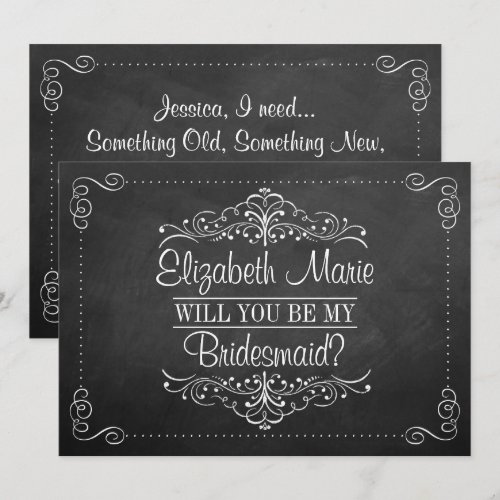 Will You Be My Bridesmaid? Ornate Chalkboard Cards