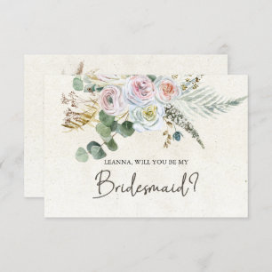 Will You Be My Bridesmaid Pastel Boho Neutral 