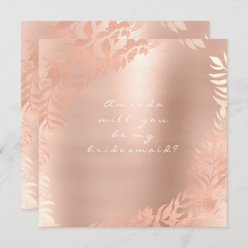 Will You Be My Bridesmaid Pearly Pink Blush Rose Invitation