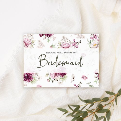 Will You Be My Bridesmaid Peonies Pink Floral
