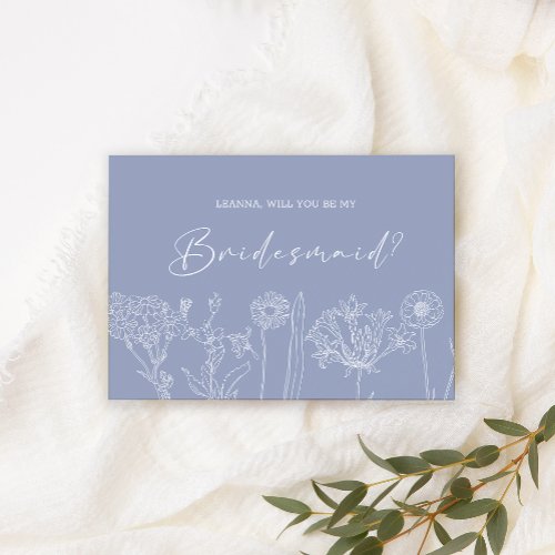 Will You Be My Bridesmaid Periwinkle Flowers Boho