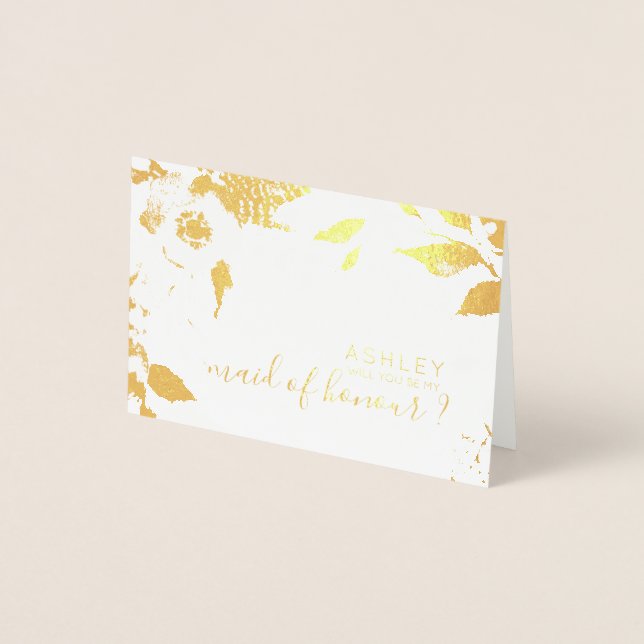 Will you be my bridesmaid Personalized Gold Foil Card (Front)
