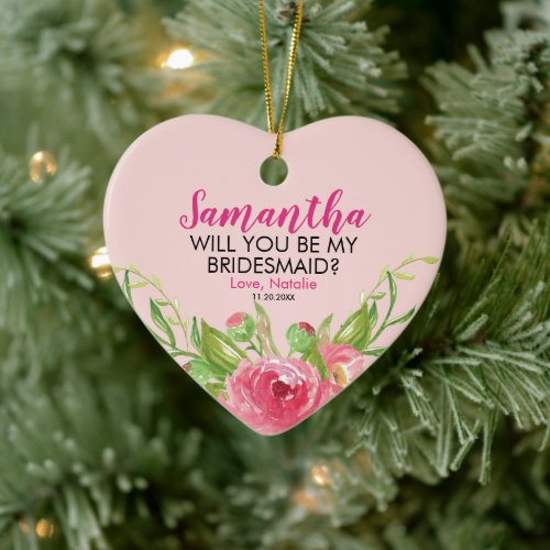 Will You Be My Bridesmaid Personalized Photo Ceramic Ornament