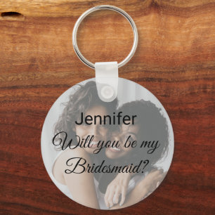 will you be my bridesmaid photo Button Keychain