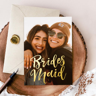 Will You Be My Bridesmaid Photo Foil Invitation