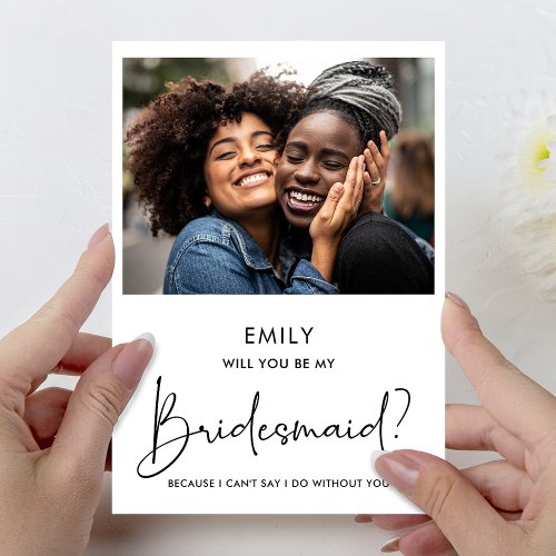 Will You Be My Bridesmaid Photo Minimalist Invite