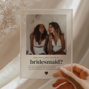 Will You Be My Bridesmaid Photo Proposal Acrylic Invitations