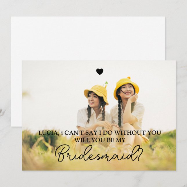 Will You Be My Bridesmaid Photo Proposal Card (Front/Back)