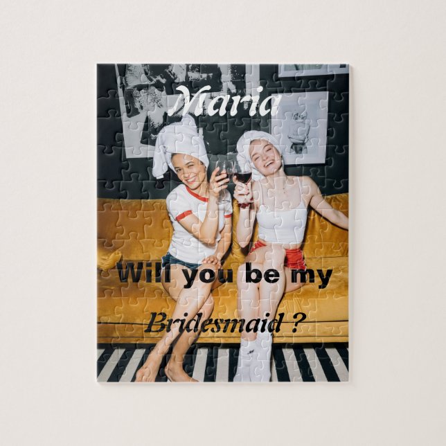 Will you be my bridesmaid photo proposal gift jigsaw puzzle (Vertical)
