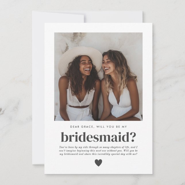 Will You Be My Bridesmaid Photo Proposal Invitation (Front)