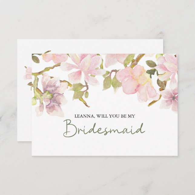 Will You Be My Bridesmaid Pink Blush Magnolia (Front/Back)