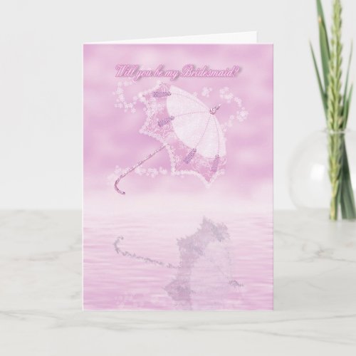 Will you be my bridesmaid pink floral parasol invitation