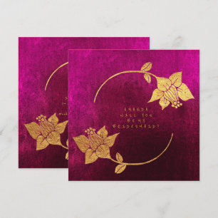 Will You Be My Bridesmaid Pink Fuchsia Velvet Invitation