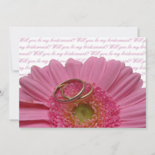 will you be my bridesmaid pink gerbera on white le invitation