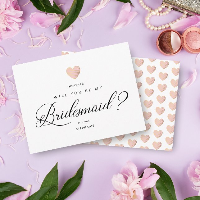 Will You Be My Bridesmaid Pink Heart Proposal Postcard (Creator Uploaded)