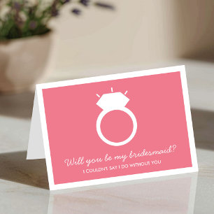 Will You Be My Bridesmaid? Pink Ring Card