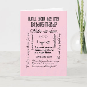 Will You Be My Bridesmaid, Pink, Sister-in-Law Invitation