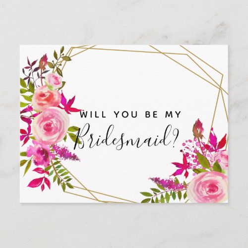 Will you be my bridesmaid postcard roses