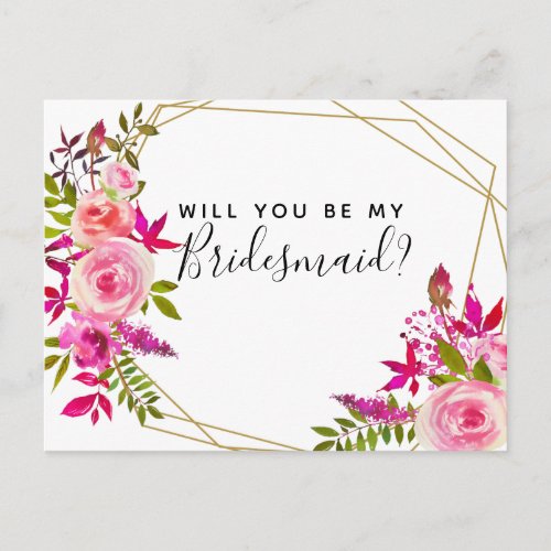 Will you be my bridesmaid postcard roses