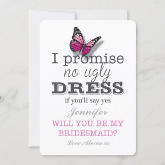 Will You Be My Bridesmaid Pretty Butterfly Card