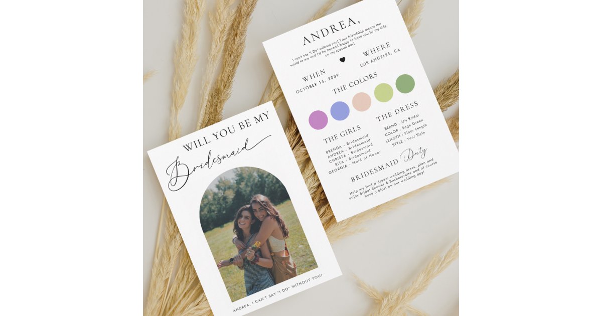 Will You Be My Bridesmaid Proposal Arch Photo Card