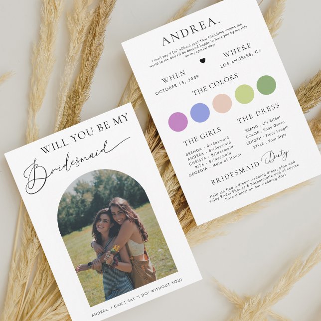 Will You Be My Bridesmaid Proposal Arch Photo Card (Creator Uploaded)