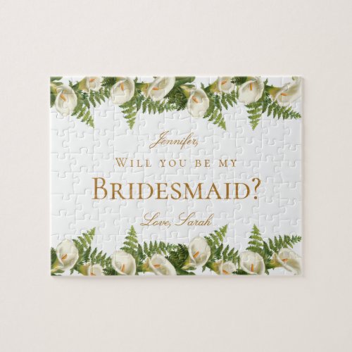 Will You Be My Bridesmaid Proposal Calla Lilies Jigsaw Puzzle