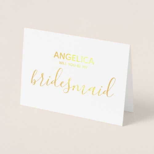 Will you be my bridesmaid Proposal Card white gold