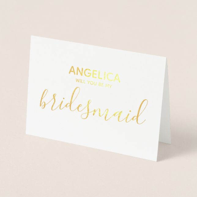Will you be my bridesmaid Proposal Card white gold (Front)