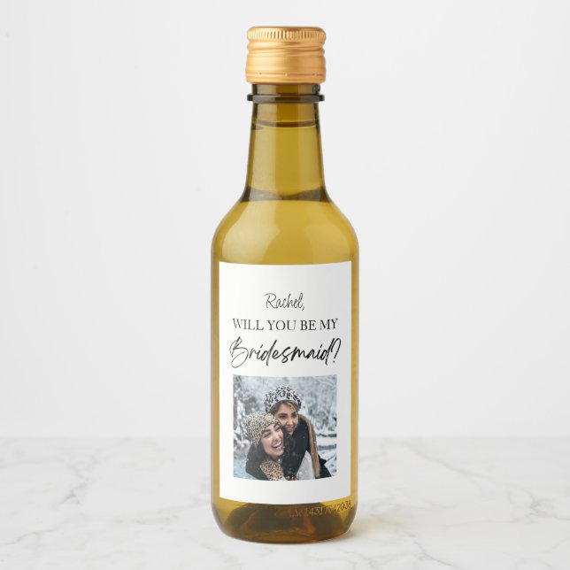 Will You Be My Bridesmaid Proposal Custom Picture Wine Label (Front)