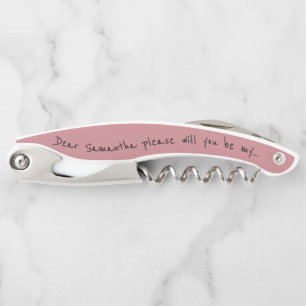 Will You Be My Bridesmaid Proposal Dusty Rose Waiter's Corkscrew