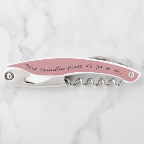 Will You Be My Bridesmaid Proposal Dusty Rose Waiters Corkscrew