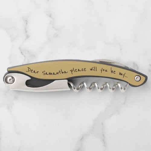 Will You Be My Bridesmaid Proposal Gold Waiters Corkscrew