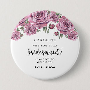 Will you be my Bridesmaid Proposal heartfelt Button