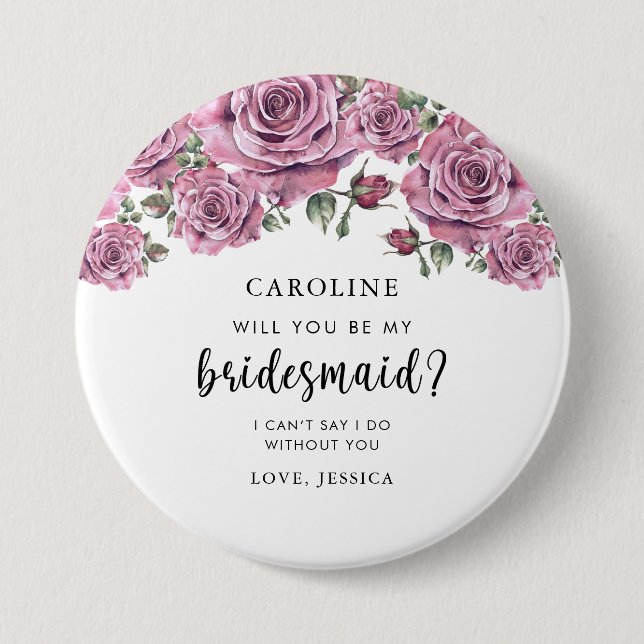 Will you be my Bridesmaid Proposal heartfelt Button (Front)
