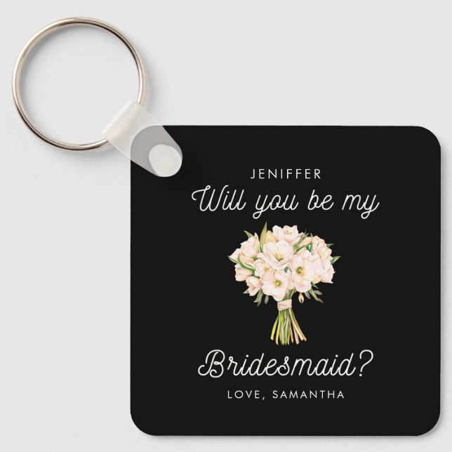 Will you be my Bridesmaid Proposal heartfelt Keychain (Front)