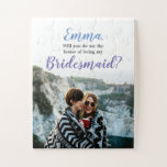 Will You Be my Bridesmaid Proposal | Modern Blue Jigsaw Puzzle<br><div class="desc">A cute and fun way to propose to your bridesmaid using this "Will you be my bridesmaid?" puzzle featuring blue text (pink also available) and let them do all the work to figure out what is going on! A delightful surprise as they put together this puzzle to see the bridal...</div>