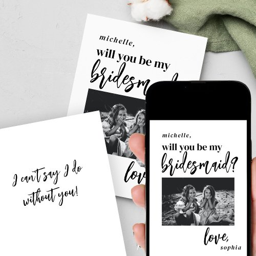 Will you be my bridesmaid proposal photo invitation