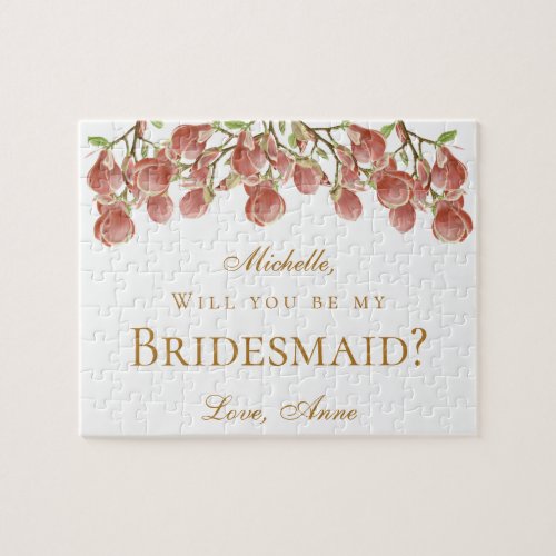 Will You Be My Bridesmaid Proposal Pink Magnolia Jigsaw Puzzle