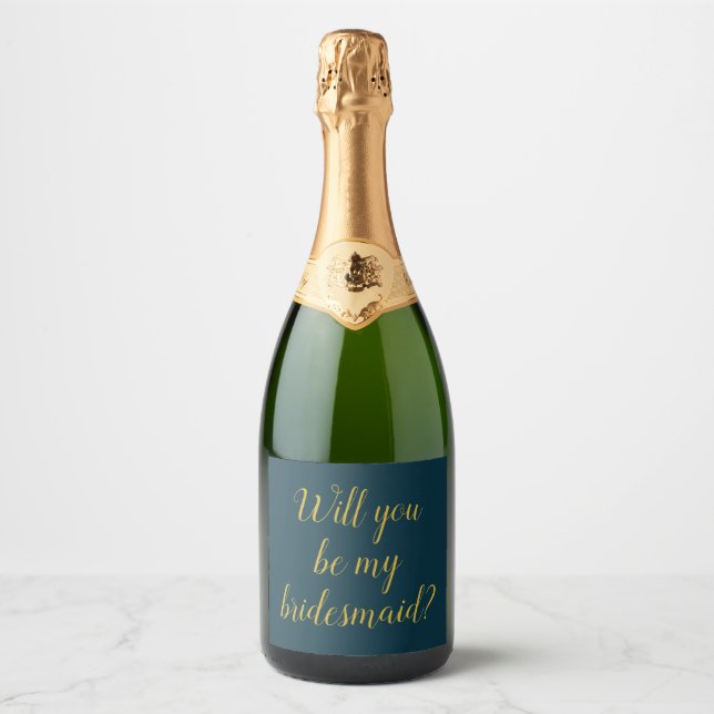  Will You Be My Bridesmaid Proposal Request Gift C Sparkling Wine Label (Front)