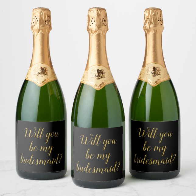  Will You Be My Bridesmaid Proposal Request Gift Sparkling Wine Label (Bottles)