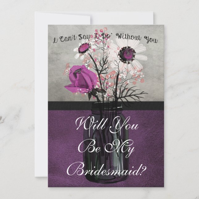 Will You Be My Bridesmaid Purple Personalized Card (Front)