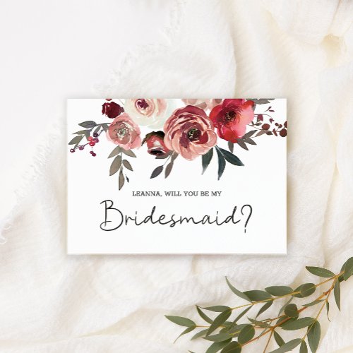 Will You Be My Bridesmaid Red Blush Roses