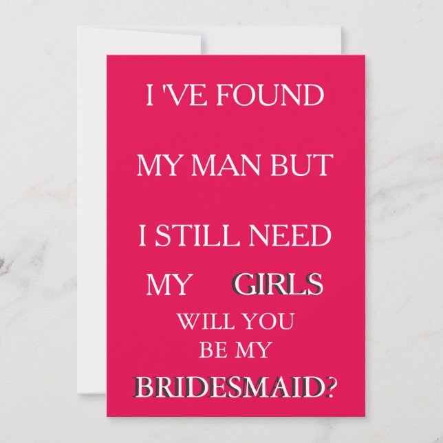 Will you be my bridesmaid request Pink & Glitter Invitation (Front)