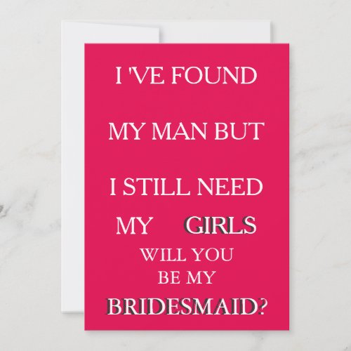 Will you be my bridesmaid request Pink  Glitter Invitation