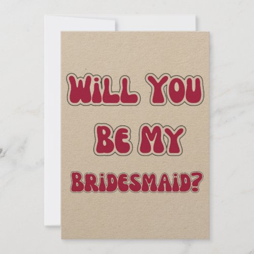 Will you be my Bridesmaid Retro 70s Themed Vintage Holiday Card